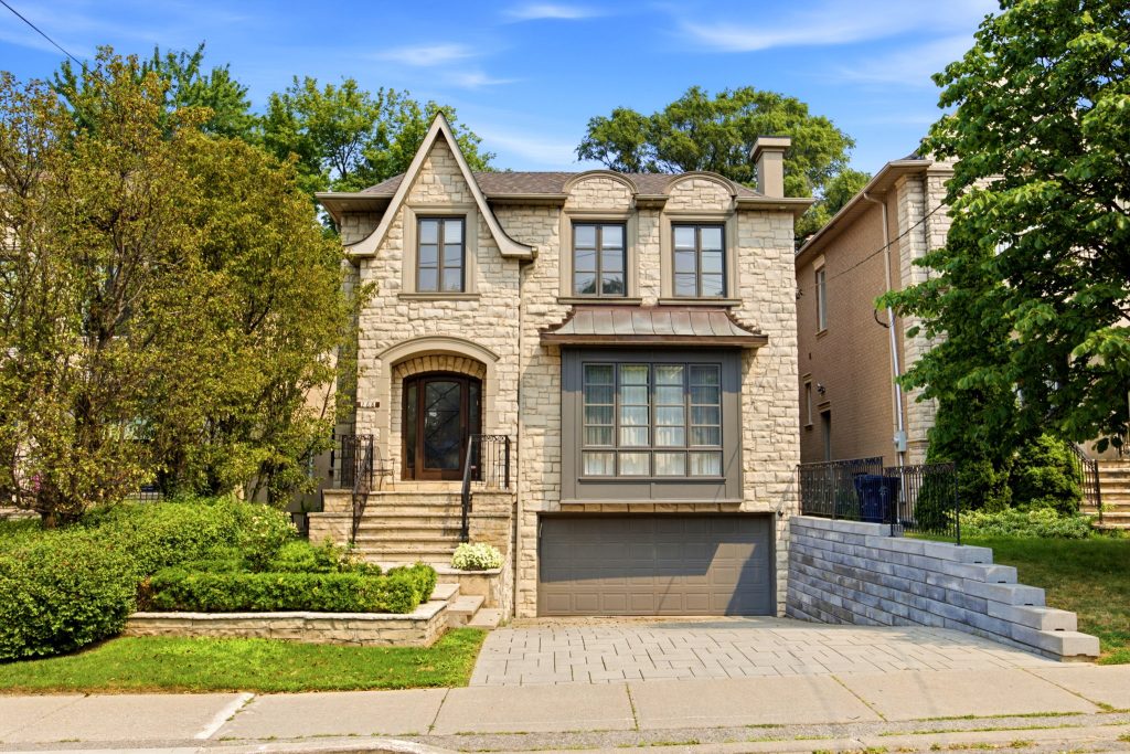 Stone facade and front entrance of 268 Brooke Avenue, Toronto